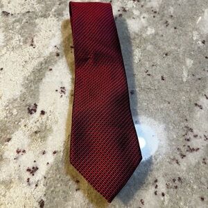 Michael Kors Men Silk Necktie Red Black Micro Geometric Pattern Professional Tie